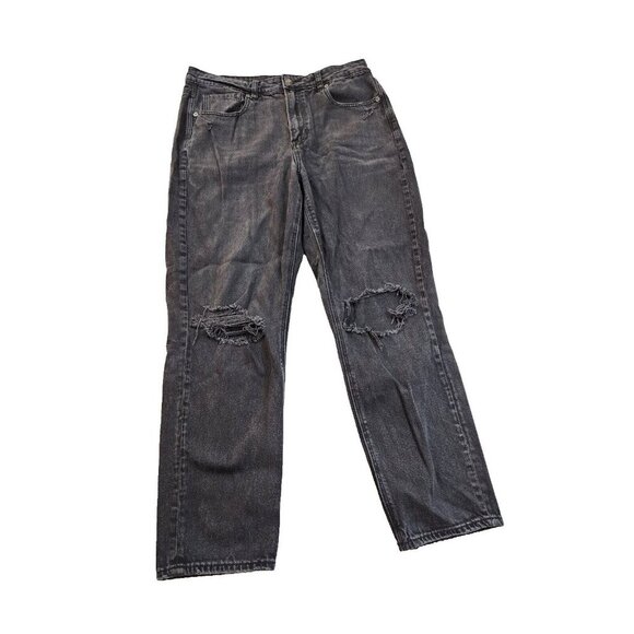 American Eagle Outfitters Denim - American Eagle Womens 12 Black Mom Jeans Distressed Stretch High Rise